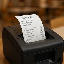 تصویر: یک سوپرمارکت یا رستوران که در آن پرینتر حرارتی رسید چاپ میکند.