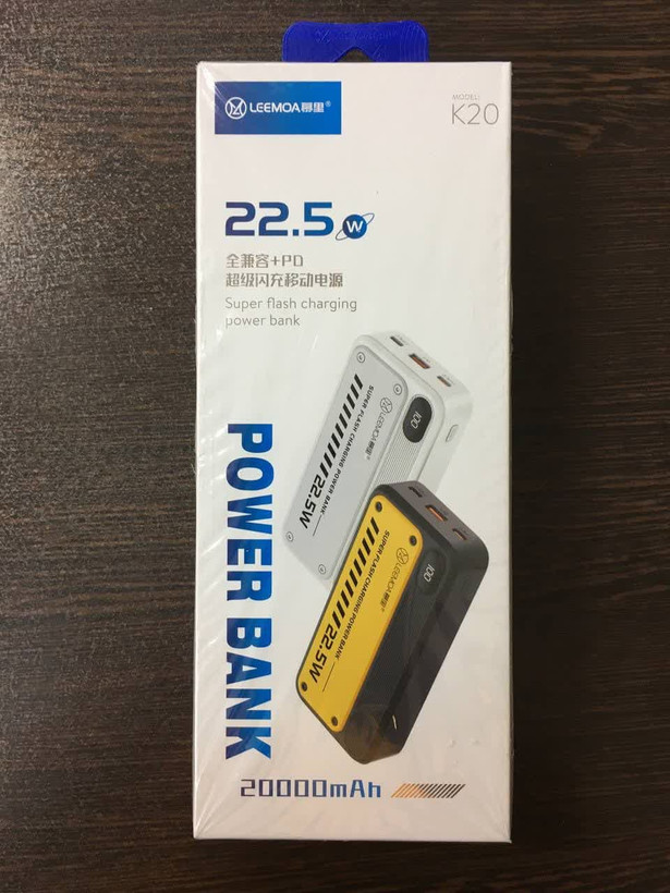 پاوربانک فست شارژ لیموآ مدل K20 با ظرفیت ۲۰۰۰۰ میلیآمپر؛ مناسب برای شارژ سریع گوشی و تبلت، طراحی شیک و قابلیت حمل آسان.