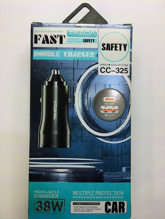 شارژر فندکی ترکا CC-325 با دو پورت USB و شارژ سریع گوشی و تبلت