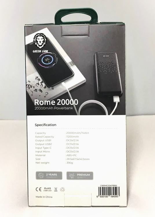خرید پاوربانک 20000 گرین لاین مدل Rome | شارژ سریع و ظرفیت بالا