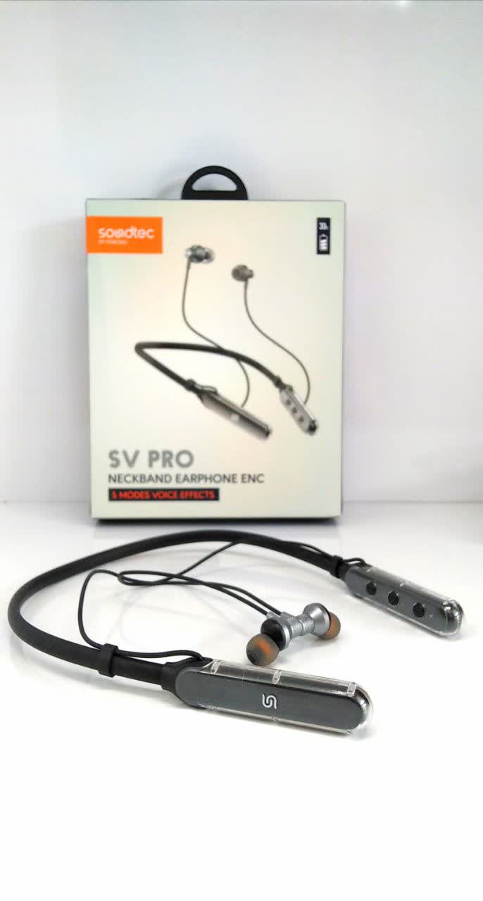 هدفون دورگردنی Soundtec SV PRO | حذف نویز محیط (ENC) + ۵ افکت صوتی و ۳۰ ساعت شارژدهی