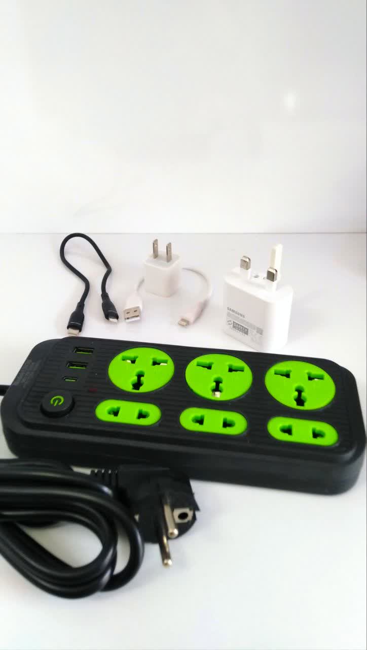 چندراهی برق هوشمند ۶ پریز و ۴ پورت USB + Type-C با کلید پاور و کابل مقاوم مدل J&S J3S1