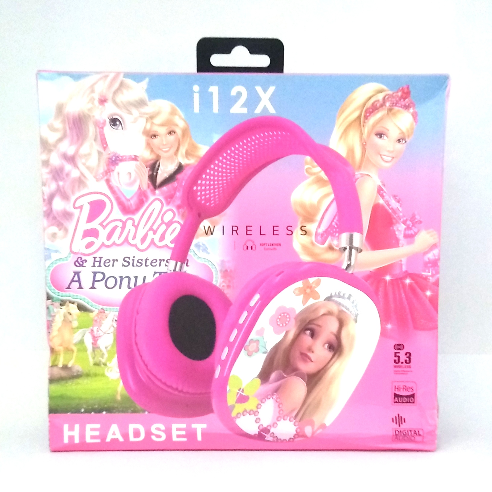 هدست بلوتوث باربی مدل i12X | هدفون بی‌سیم دخترانه با طراحی فانتزی