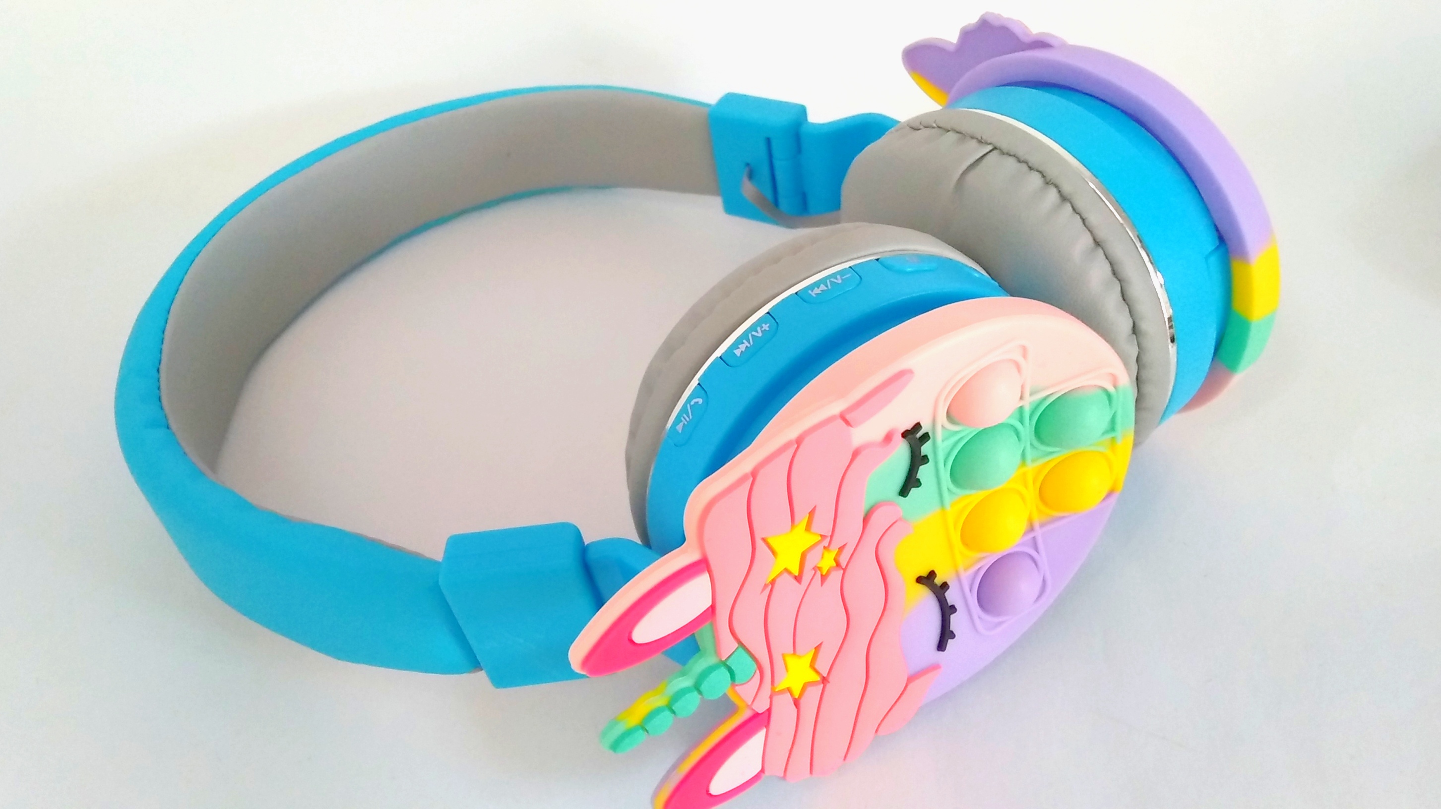 هدست بی سیم یونیکورن مدل KT-55C – هدفون دخترانه فانتزی با طراحی پاپ‌ایت و رنگ‌های شاد