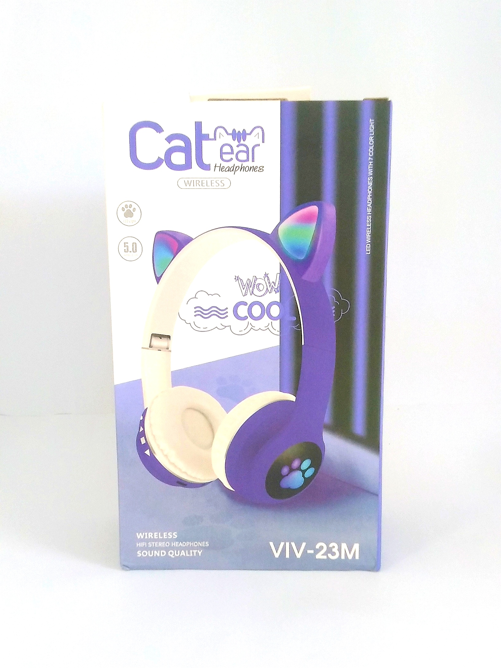 هدفون بی‌سیم گوش گربه‌ای LED مدل VIV-23M | استریو باکیفیت و جذاب