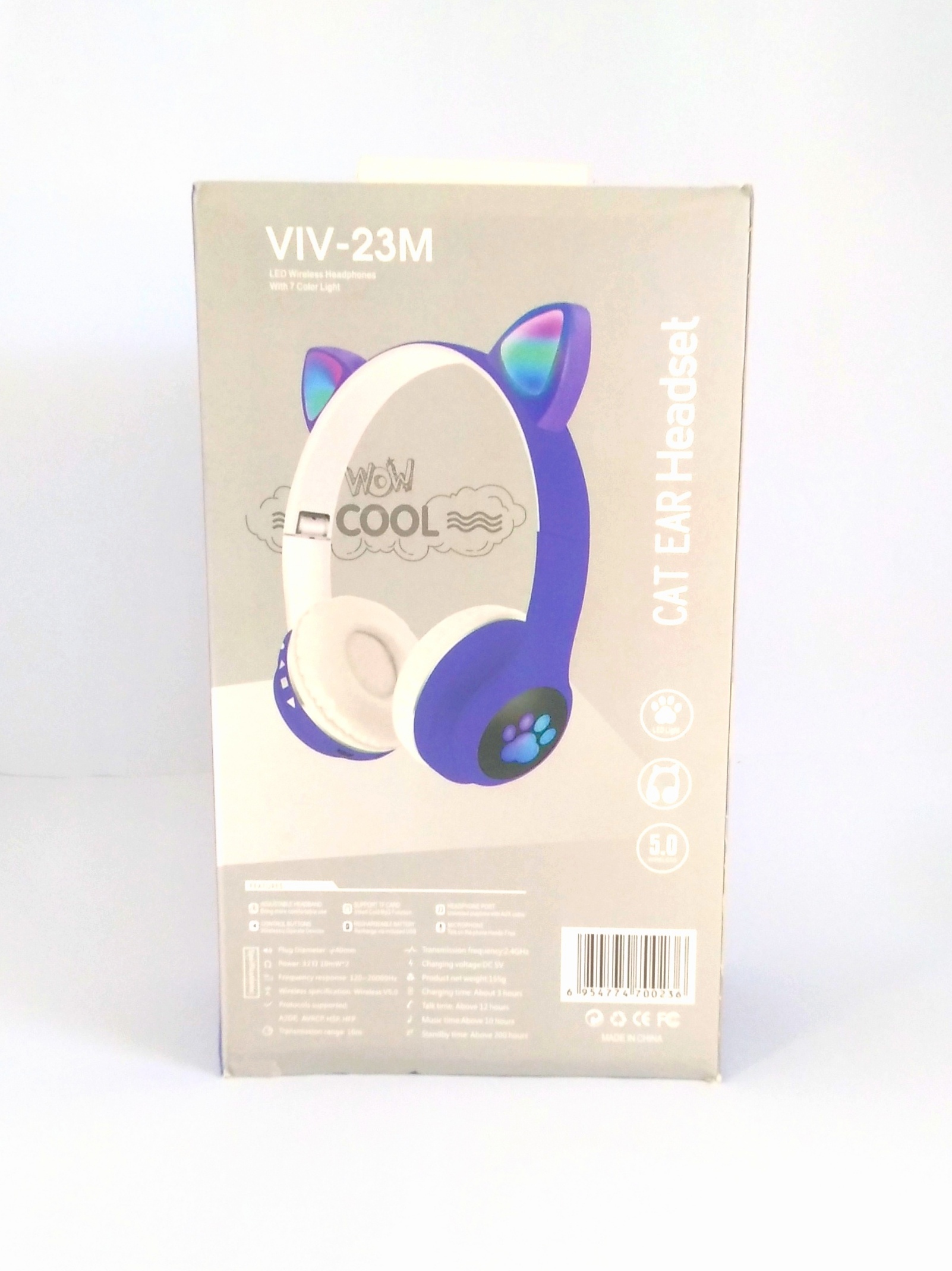 هدفون بی‌سیم گوش گربه‌ای LED مدل VIV-23M | استریو باکیفیت و جذاب