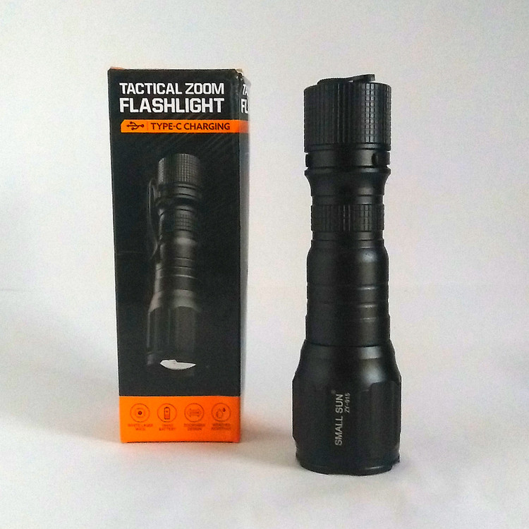 چراغ قوه تاکتیکال زوم مدل Small Sun ZY-705 با شارژ Type-C، ضدآب و پرقدرتچراغ قوه تاکتیکال زوم مدل Small Sun ZY-705 با شارژ Type-C، ضدآب و پرقدرت